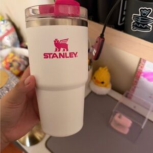 Stanley White Tumbler with Pink Accents